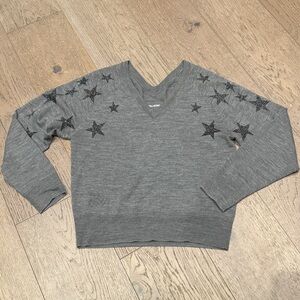 Zadig & Voltaire Charcoal Knit V-Neck Top